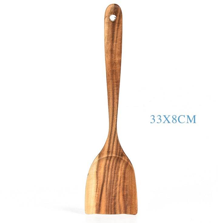 Ensemble d'ustensiles de cuisine en bois de teck - Allomarc.com