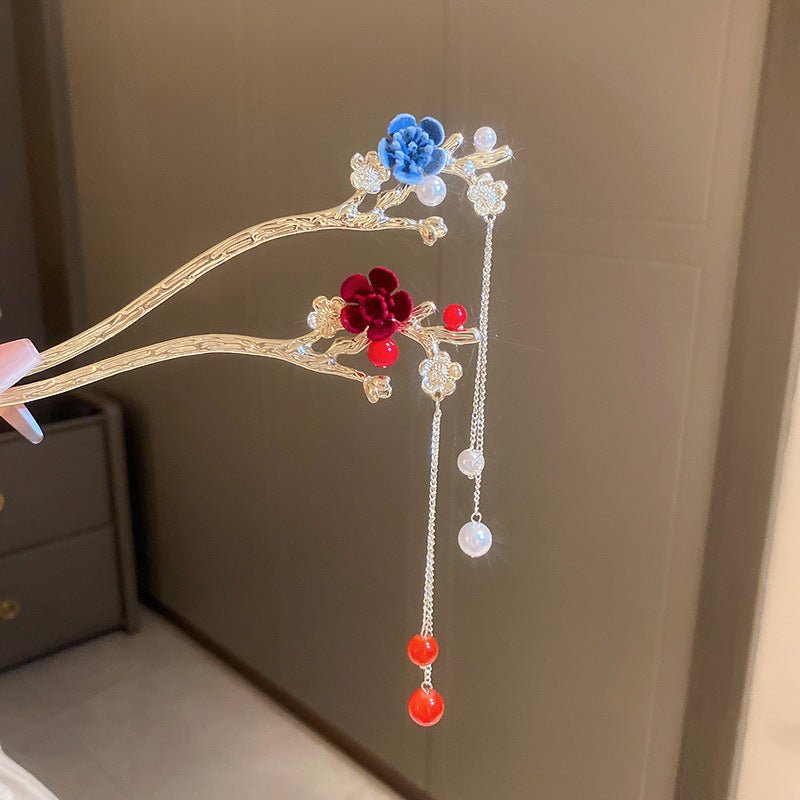 Épinglette Rétro en Forme de Branche de Fleur de Prunier avec Frange - Allomarc.com