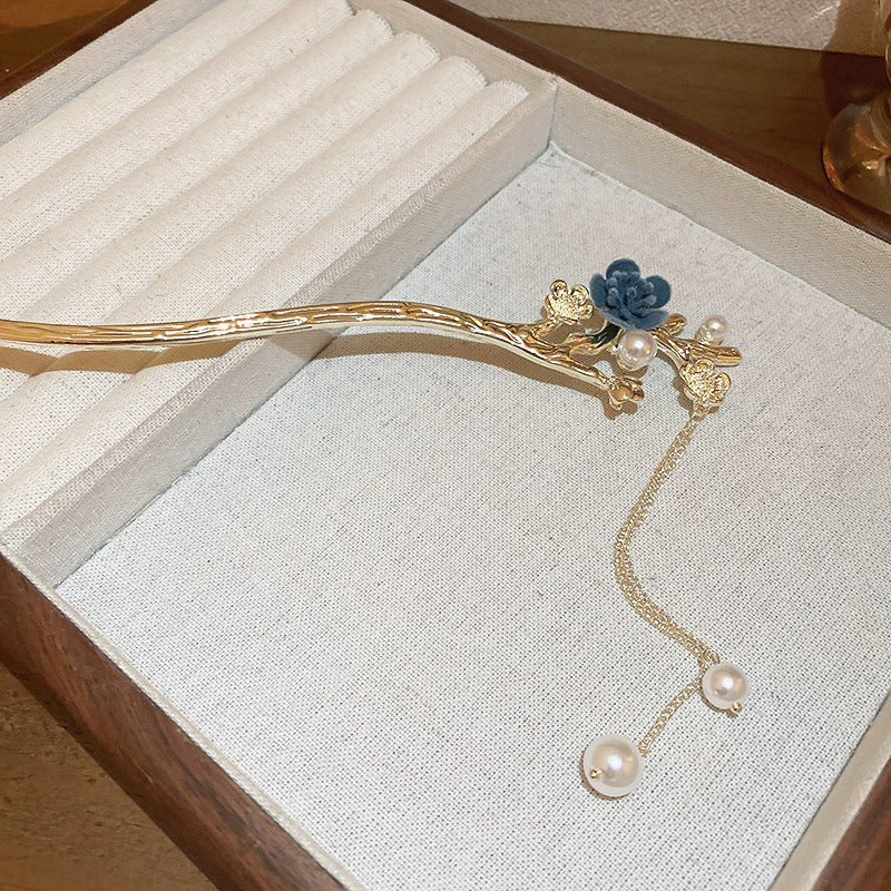 Épinglette Rétro en Forme de Branche de Fleur de Prunier avec Frange - Allomarc.com