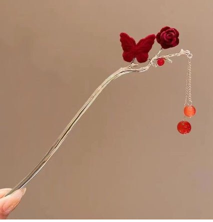 Épinglette Rétro en Forme de Branche de Fleur de Prunier avec Frange - Allomarc.com