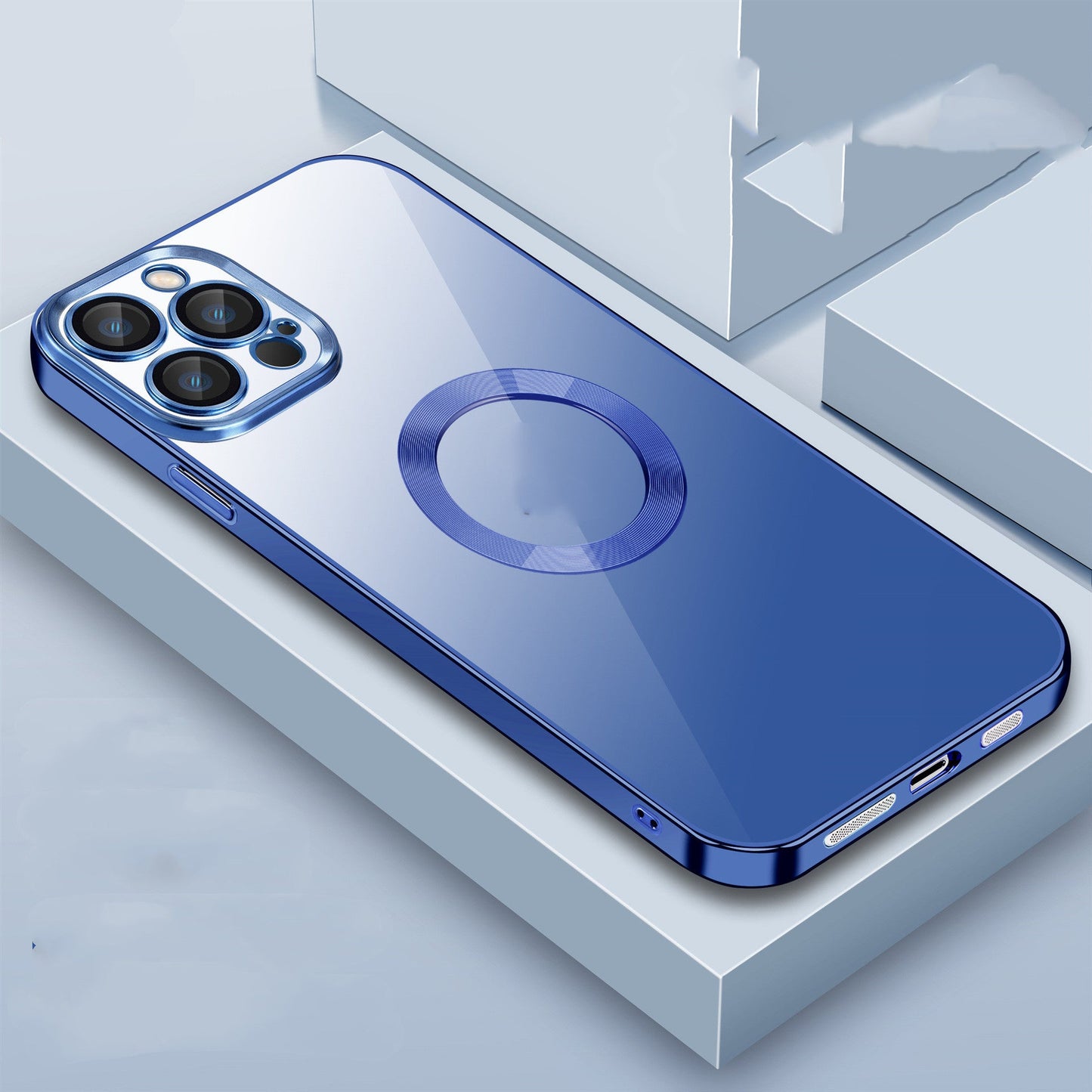 Étui de Téléphone Mobile en TPU Électroplaqué avec Film en Verre et Filtre à Poussière - Allomarc.com