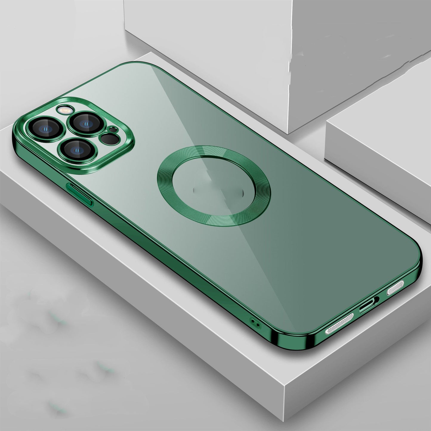 Étui de Téléphone Mobile en TPU Électroplaqué avec Film en Verre et Filtre à Poussière - Allomarc.com