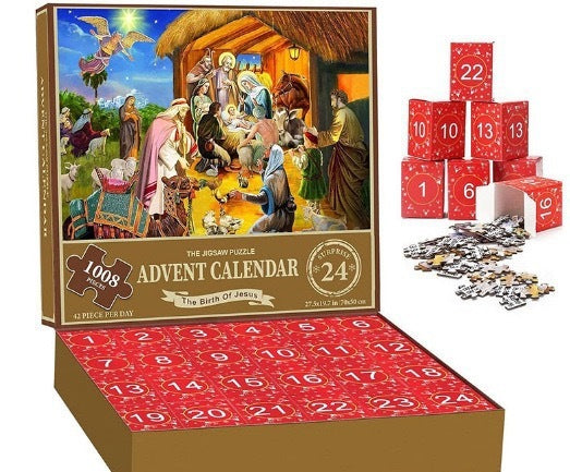 Calendrier de l'Avent Puzzle de Noël avec 24 Boîtes