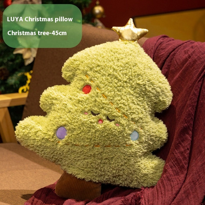 Coussin en Peluche Décoratif de Noël en Forme d'Arbre