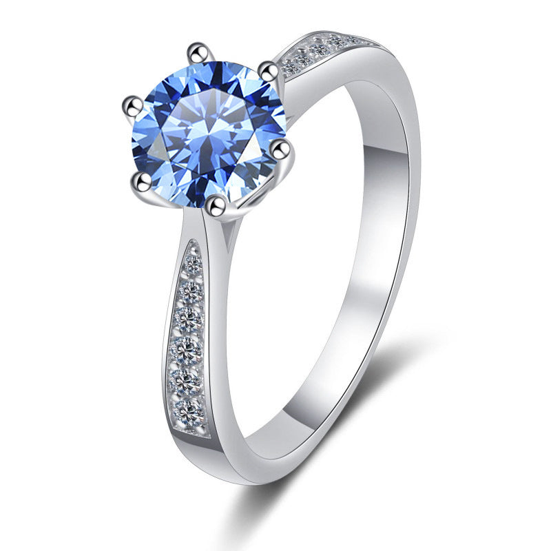 Bague en Moissanite Classique à Six Griffes en Argent S925