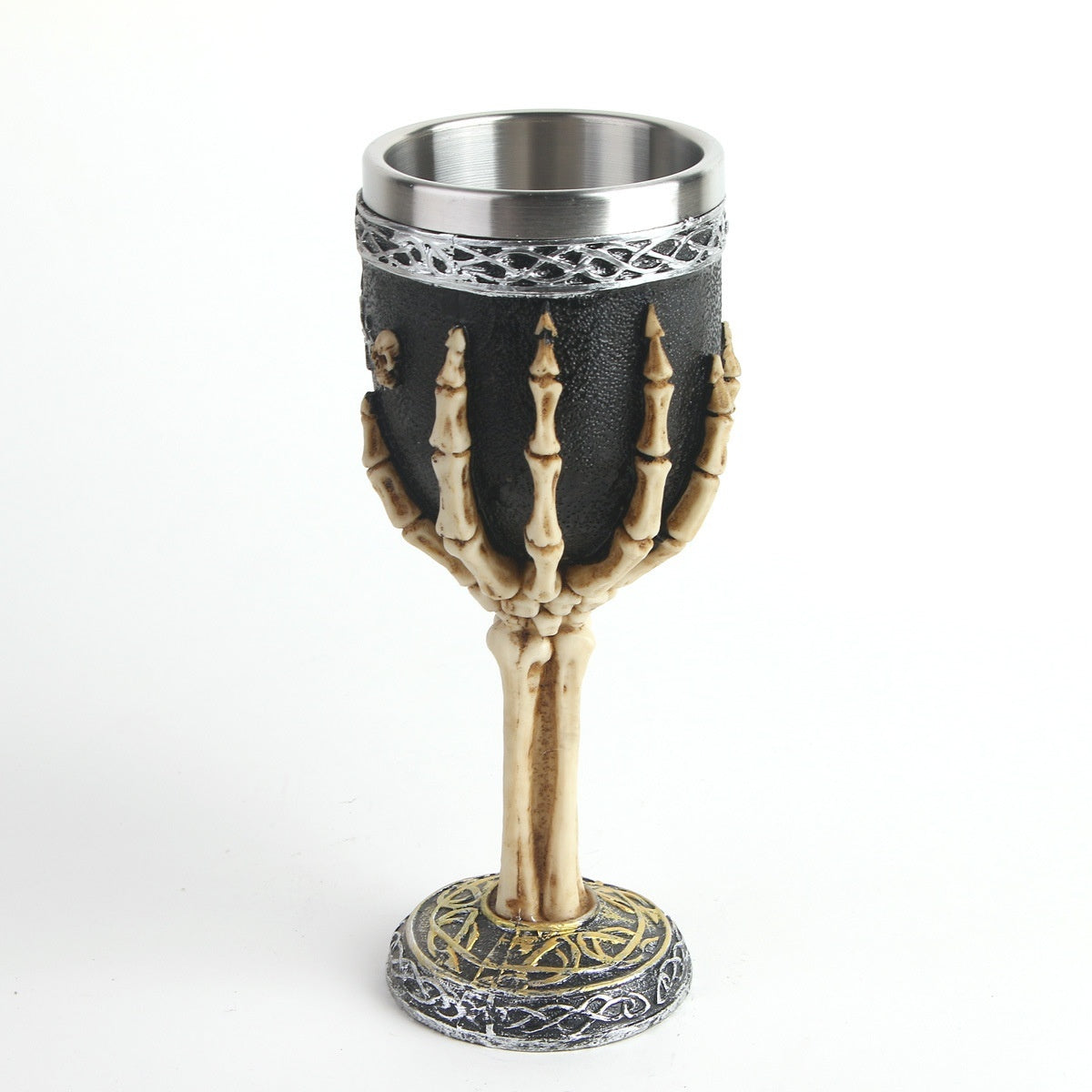 Verre à vin en résine avec décor crâne