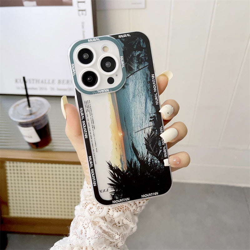 Coque de Téléphone Apple 14 Violet Foncé - Pic de Montagne