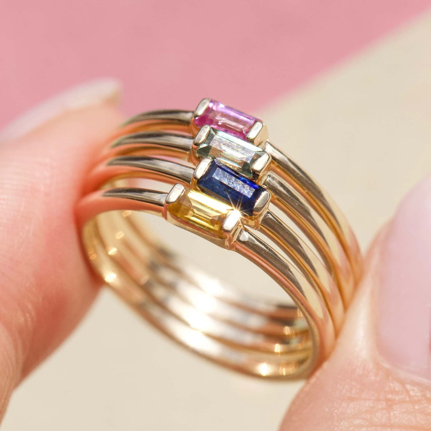 Bague en Diamant Carrée en Pierre de Naissance 12yue