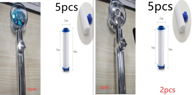 Douchette Turbo Propeller Économiseur d'Eau Haute Pression 360 Degrés avec Extension de Ventilateur
