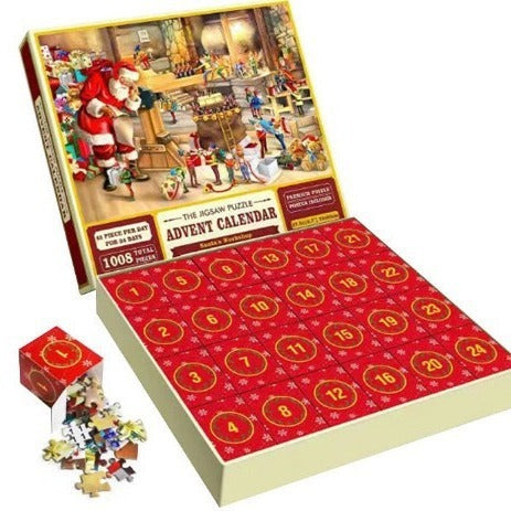 Calendrier de l'Avent Puzzle de Noël avec 24 Boîtes