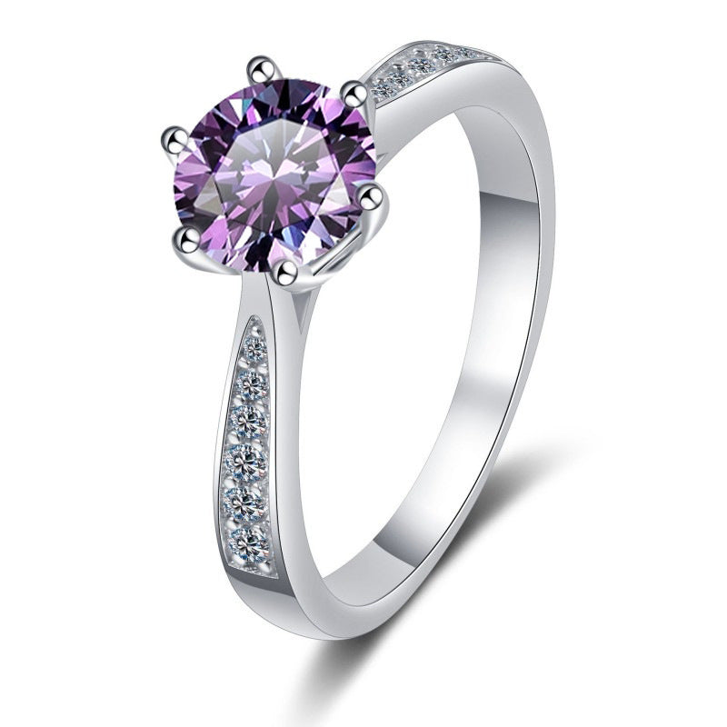 Bague en Moissanite Classique à Six Griffes en Argent S925