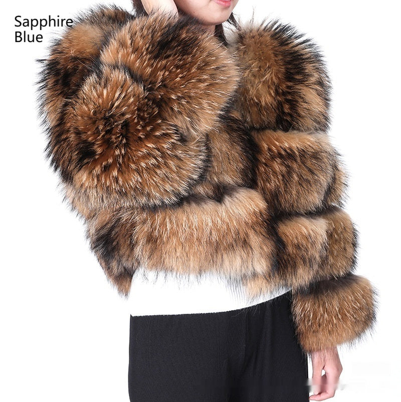 Manteau en Fourrure de Raton Laveur pour Femmes