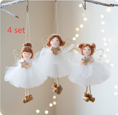 Jupe Tulle Blanche de Noël avec Pendentif Aile d'Ange Dorée