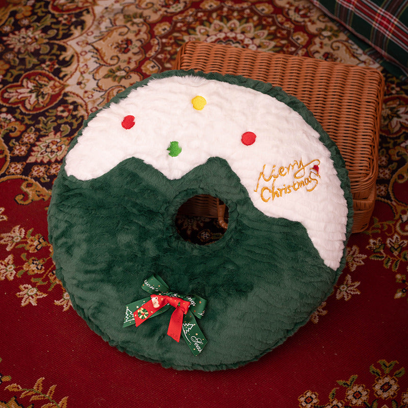 Coussin en Peluche Décoratif de Noël en Forme d'Arbre