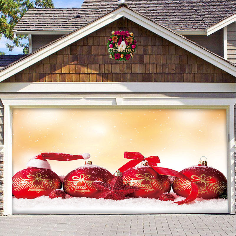 Rideau de Noël en Tissu pour Porte de Garage - Décoration de Fête