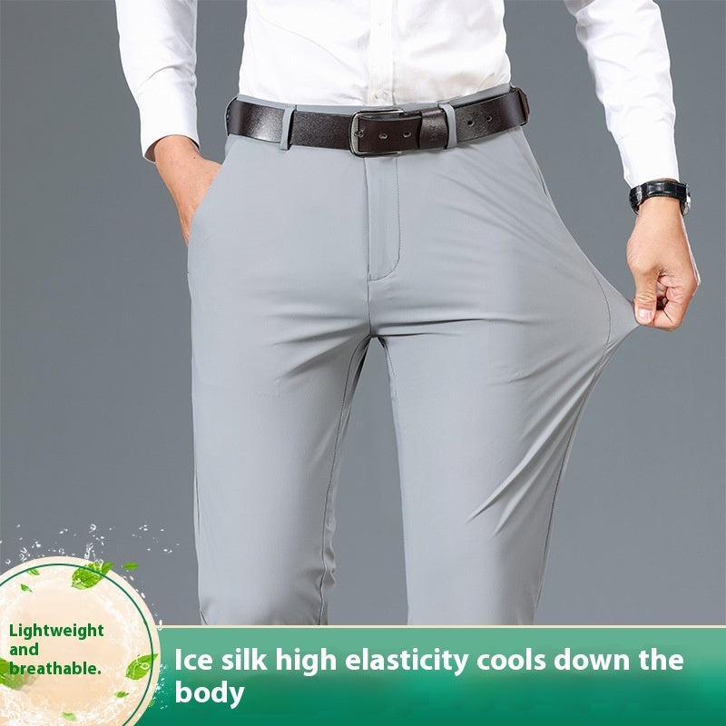 Pantalons Casual en Soie Glacée Jinammonia pour Hommes