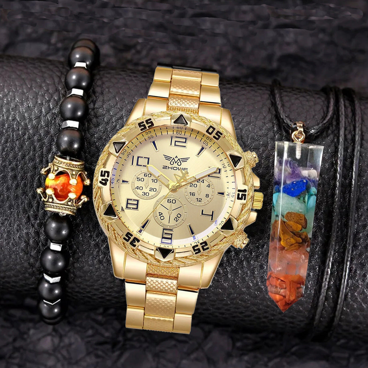 Montre Quartz Créative à Grand Cadran avec Trois Aiguilles en Acier