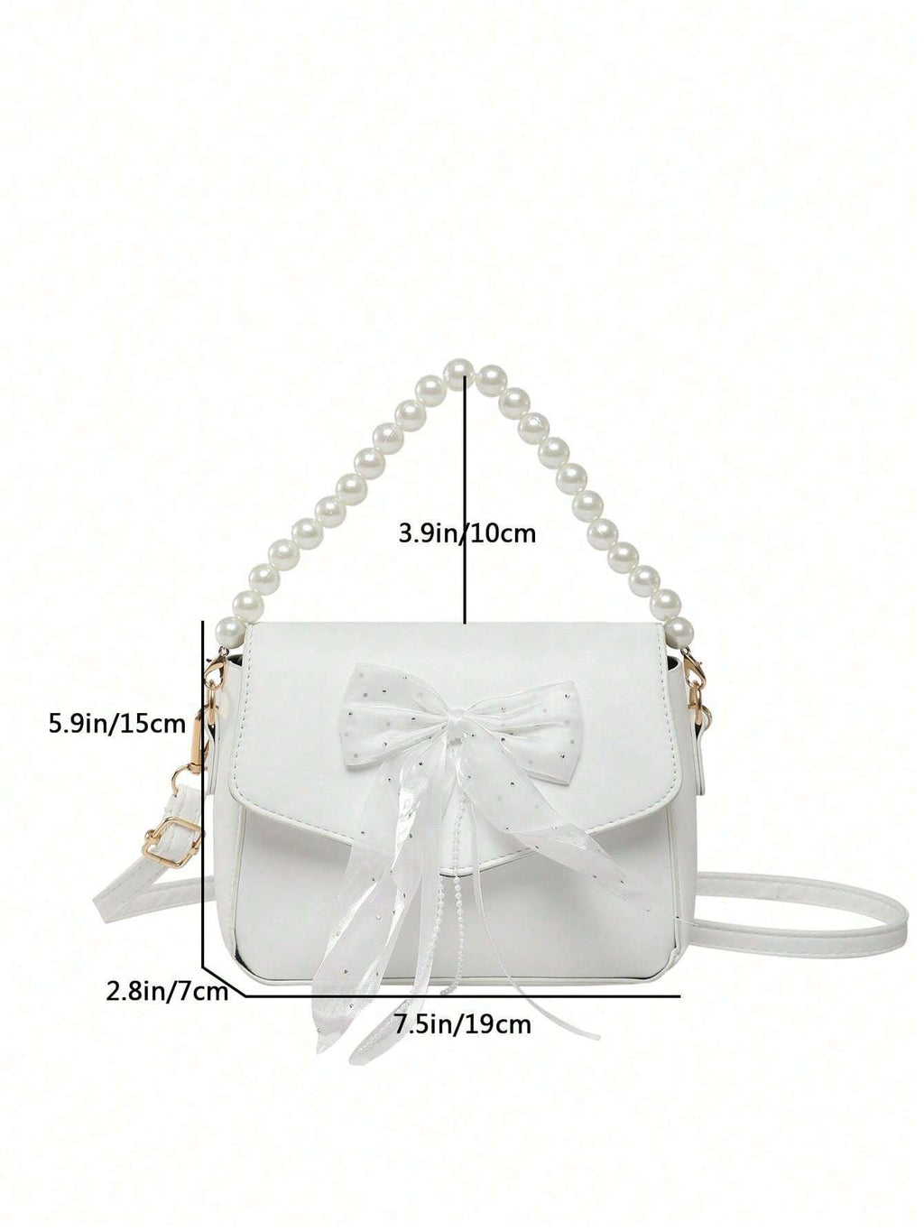 Sac à main en dentelle avec nœud en perles - Sac à bandoulière pour femmes