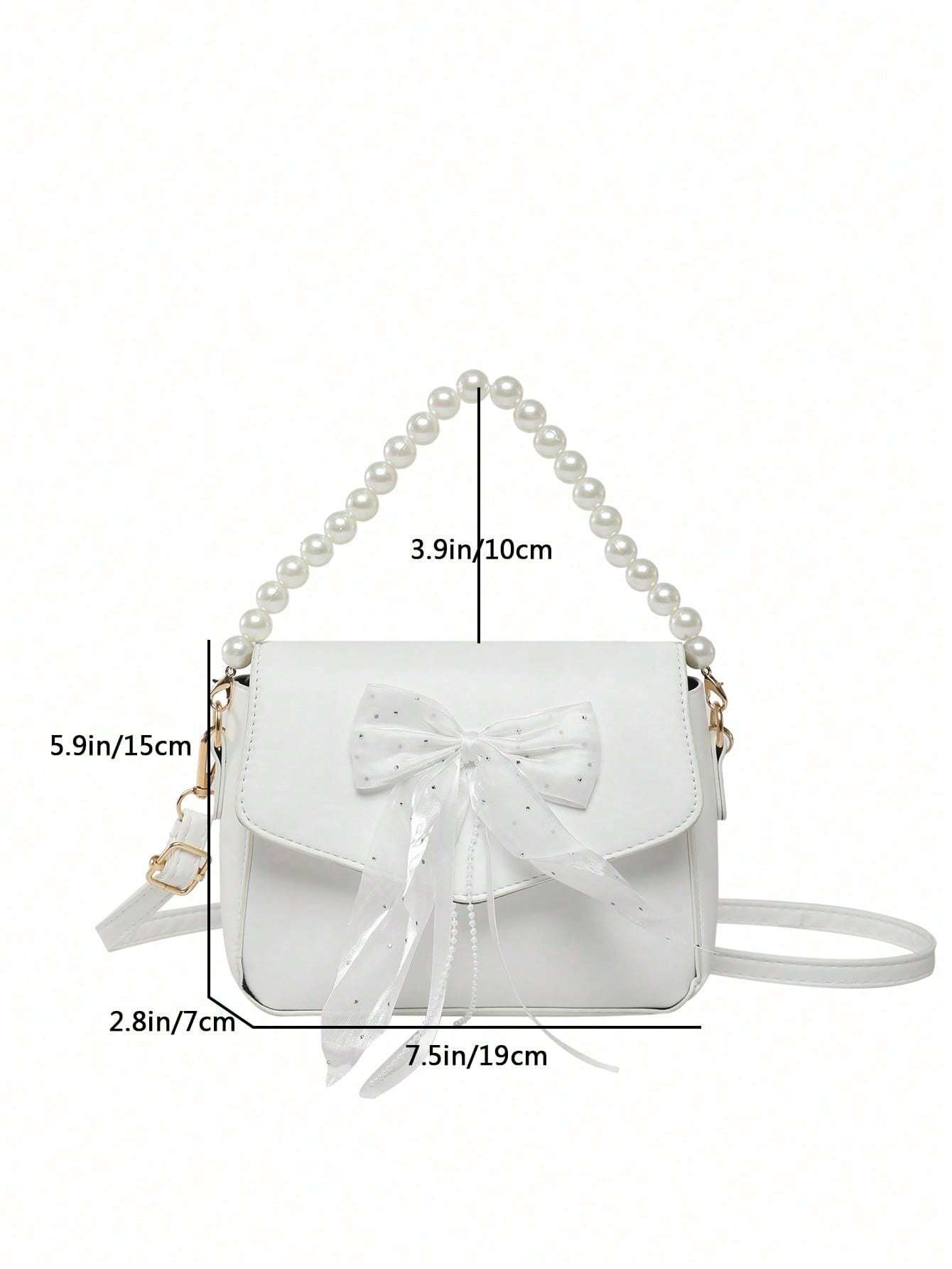 Sac à main en dentelle avec nœud en perles - Sac à bandoulière pour femmes