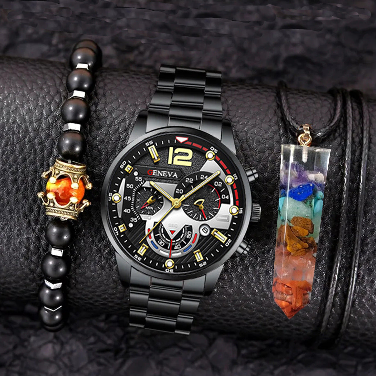 Montre Quartz Créative à Grand Cadran avec Trois Aiguilles en Acier