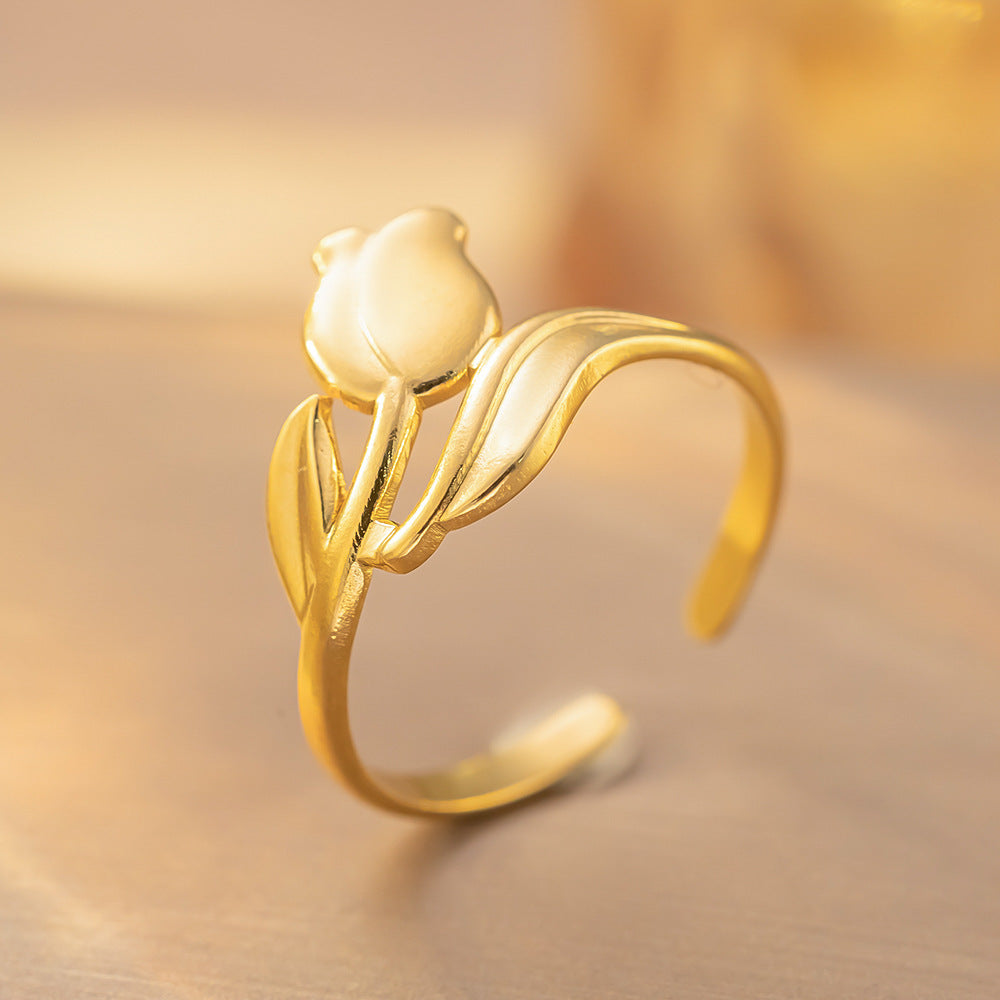 Bague Ouverte Ajustable en Acier Titane Retro - Élégance et Simplicité