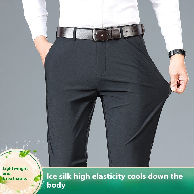 Pantalons Casual en Soie Glacée Jinammonia pour Hommes