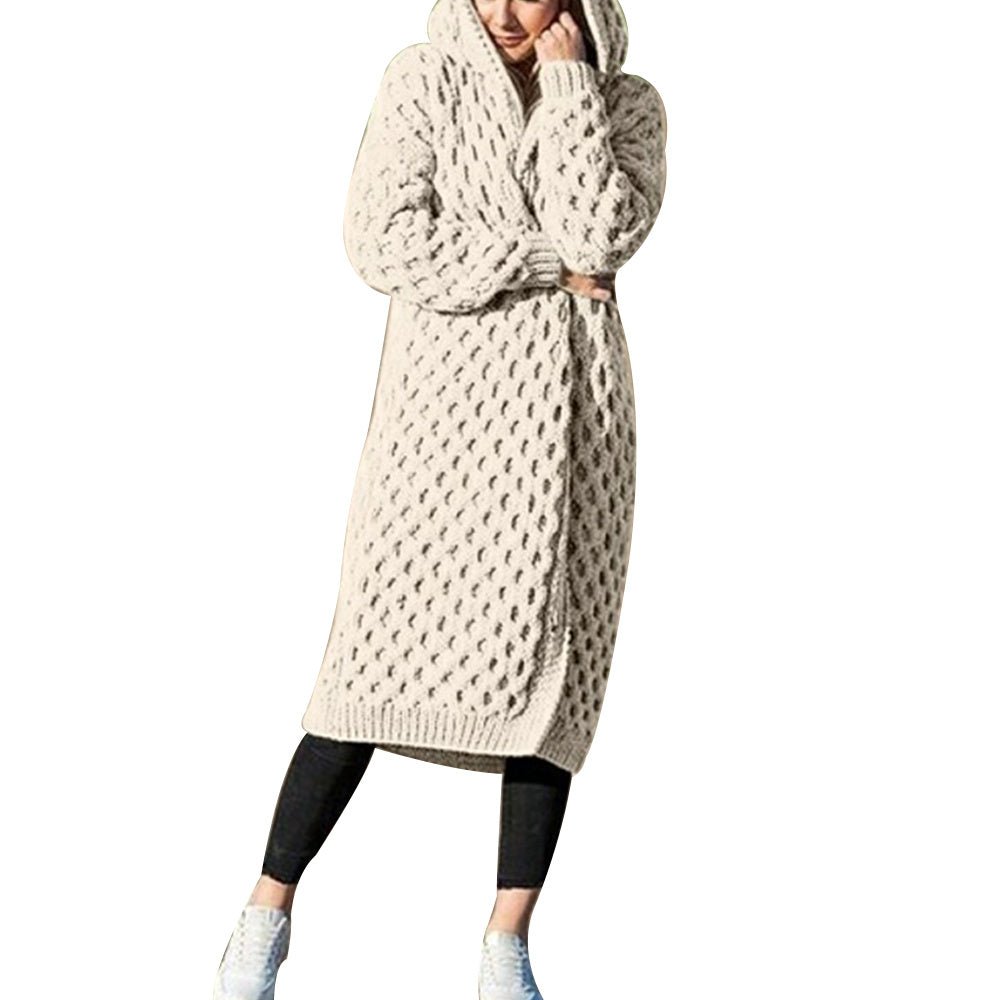 Gilet Tricoté à Capuche Épais et Chaud pour Femme - Allomarc.com