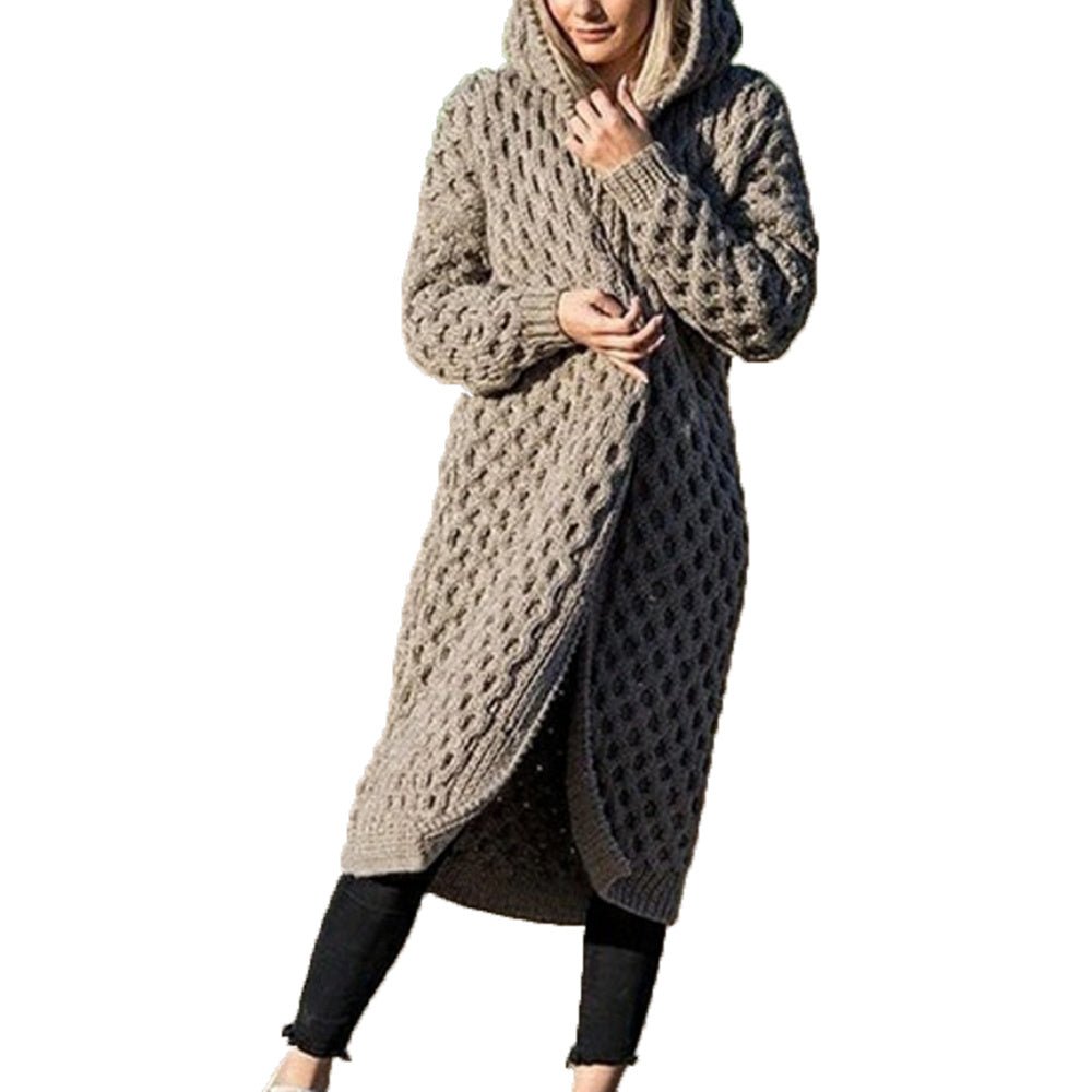 Gilet Tricoté à Capuche Épais et Chaud pour Femme - Allomarc.com