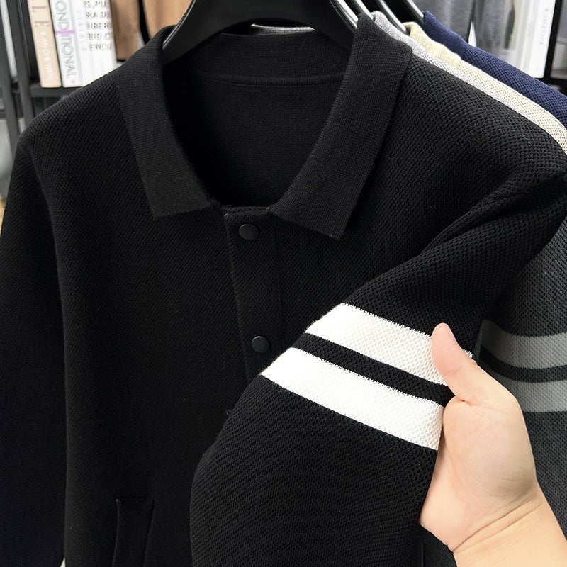 Gilet Tricoté à Revers Slim pour Hommes - Style Coréen - Allomarc.com