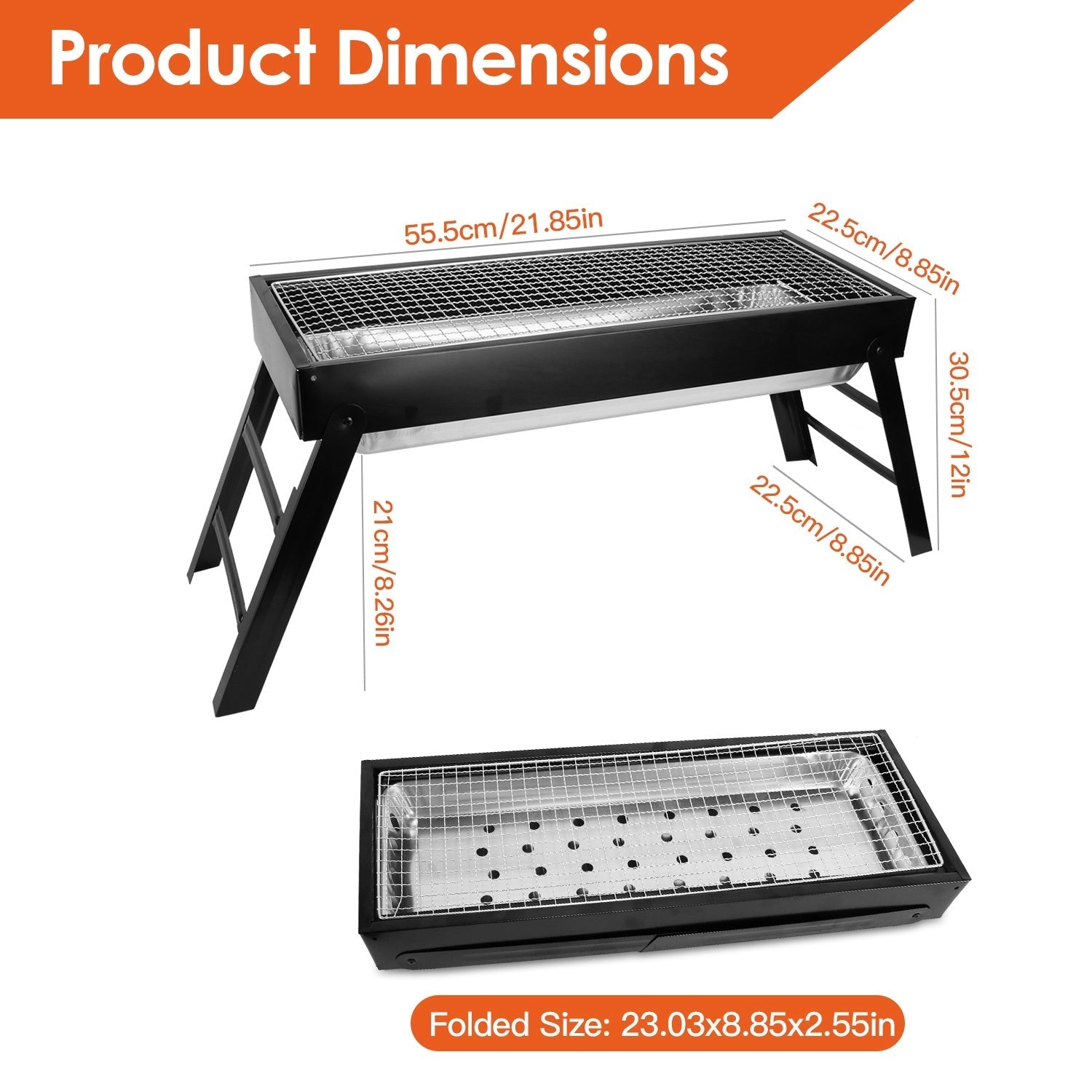 Gril Barbecue Portable Pliable en Acier Inoxydable - Idéal pour Camping, Pique - Nique et Fêtes - Allomarc.com