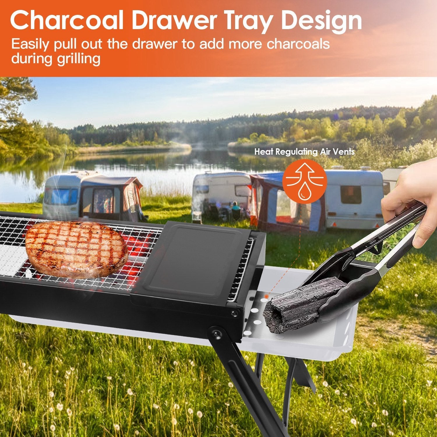 Gril Barbecue Portable Pliable en Acier Inoxydable - Idéal pour Camping, Pique - Nique et Fêtes - Allomarc.com