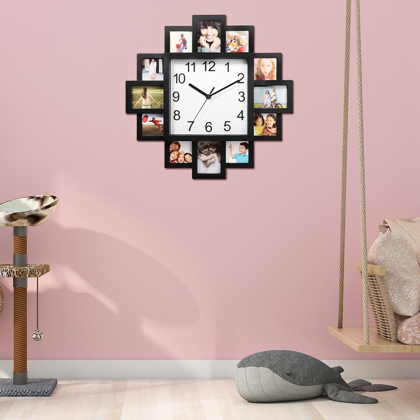 Horloge Cadre Photo 1Pc avec Collage de 12 Photos - Décoration Murale - Allomarc.com