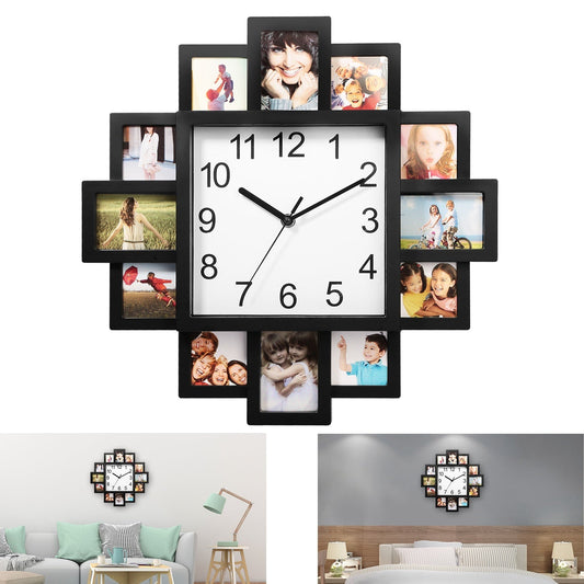 Horloge Cadre Photo 1Pc avec Collage de 12 Photos - Décoration Murale - Allomarc.com