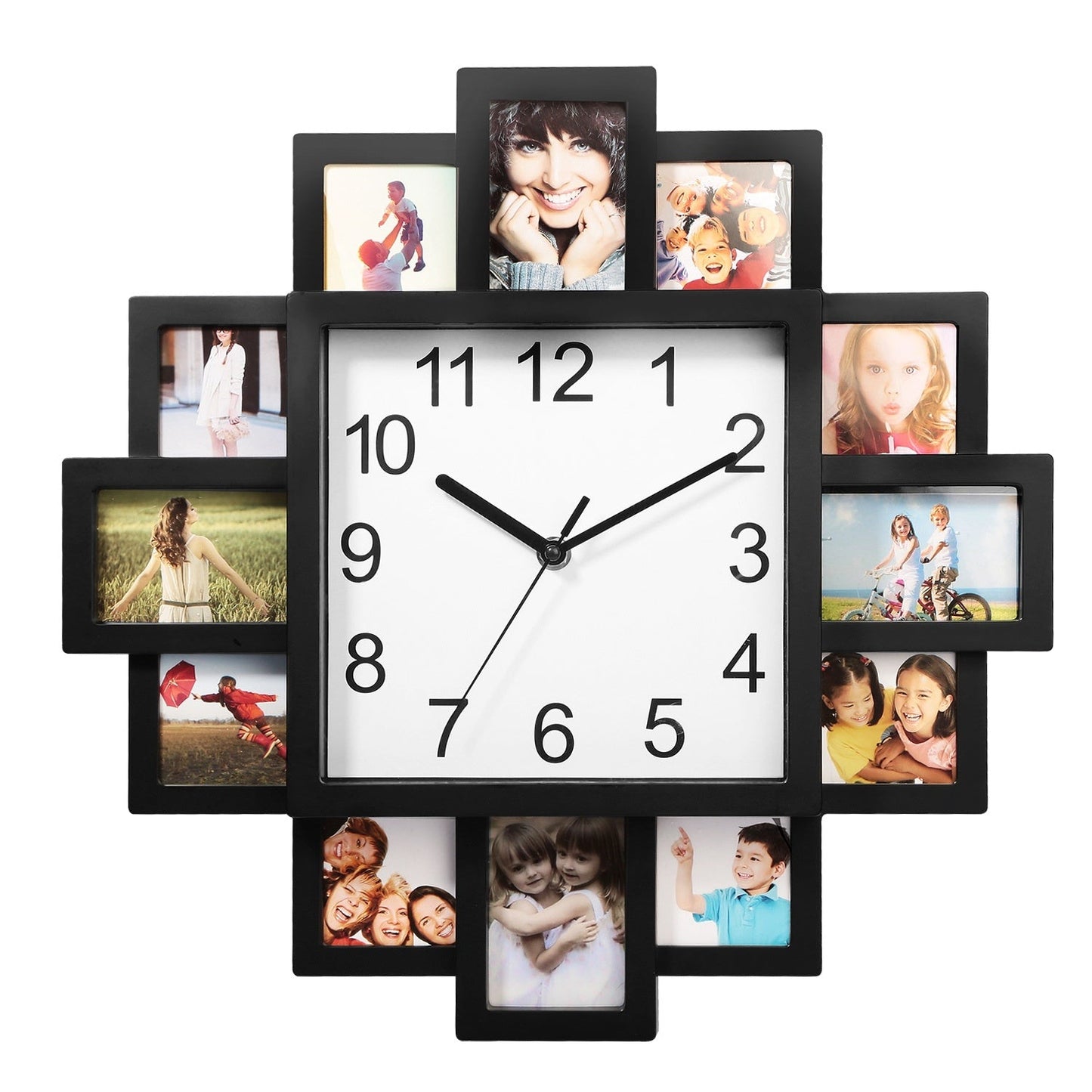 Horloge Cadre Photo 1Pc avec Collage de 12 Photos - Décoration Murale - Allomarc.com