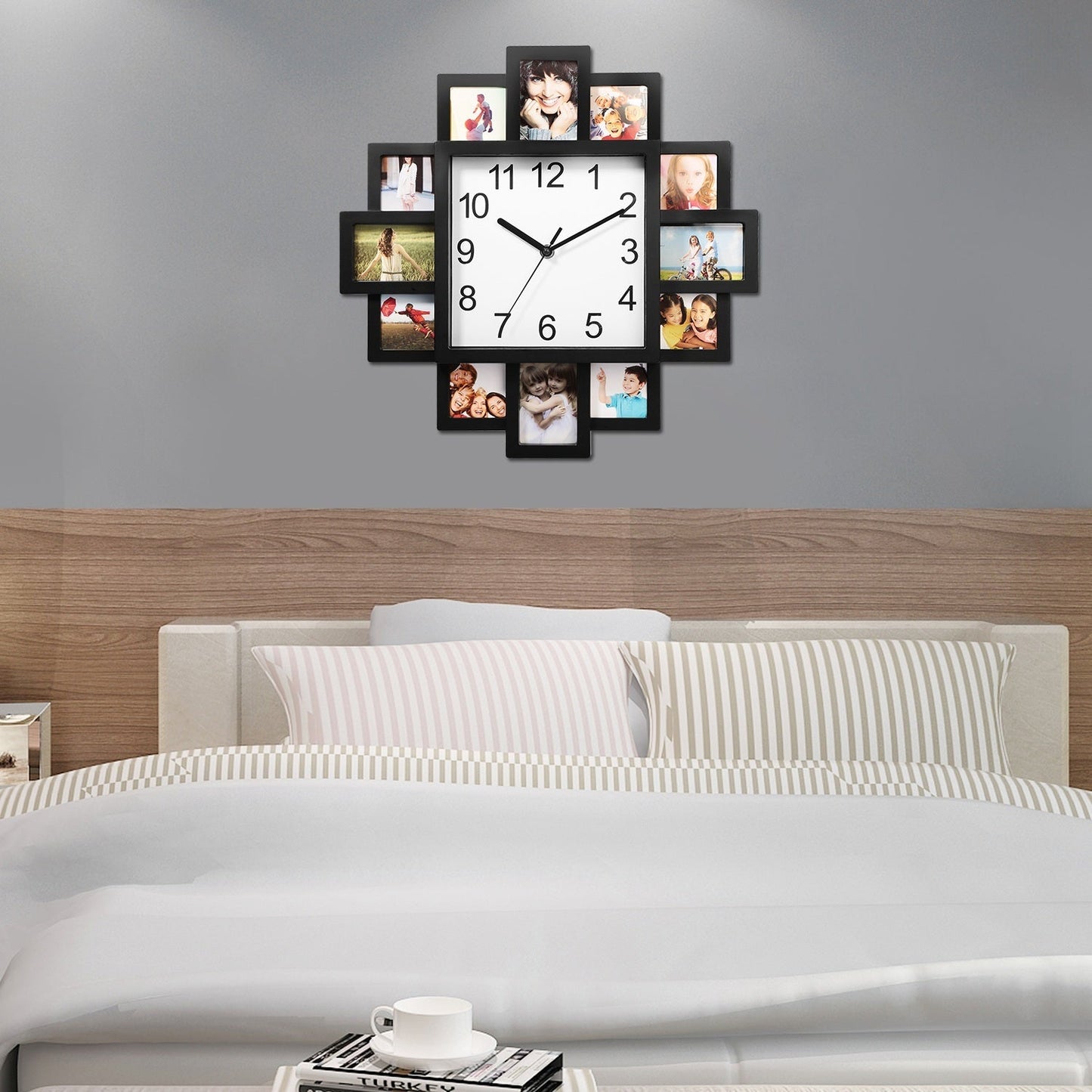 Horloge Cadre Photo 1Pc avec Collage de 12 Photos - Décoration Murale - Allomarc.com