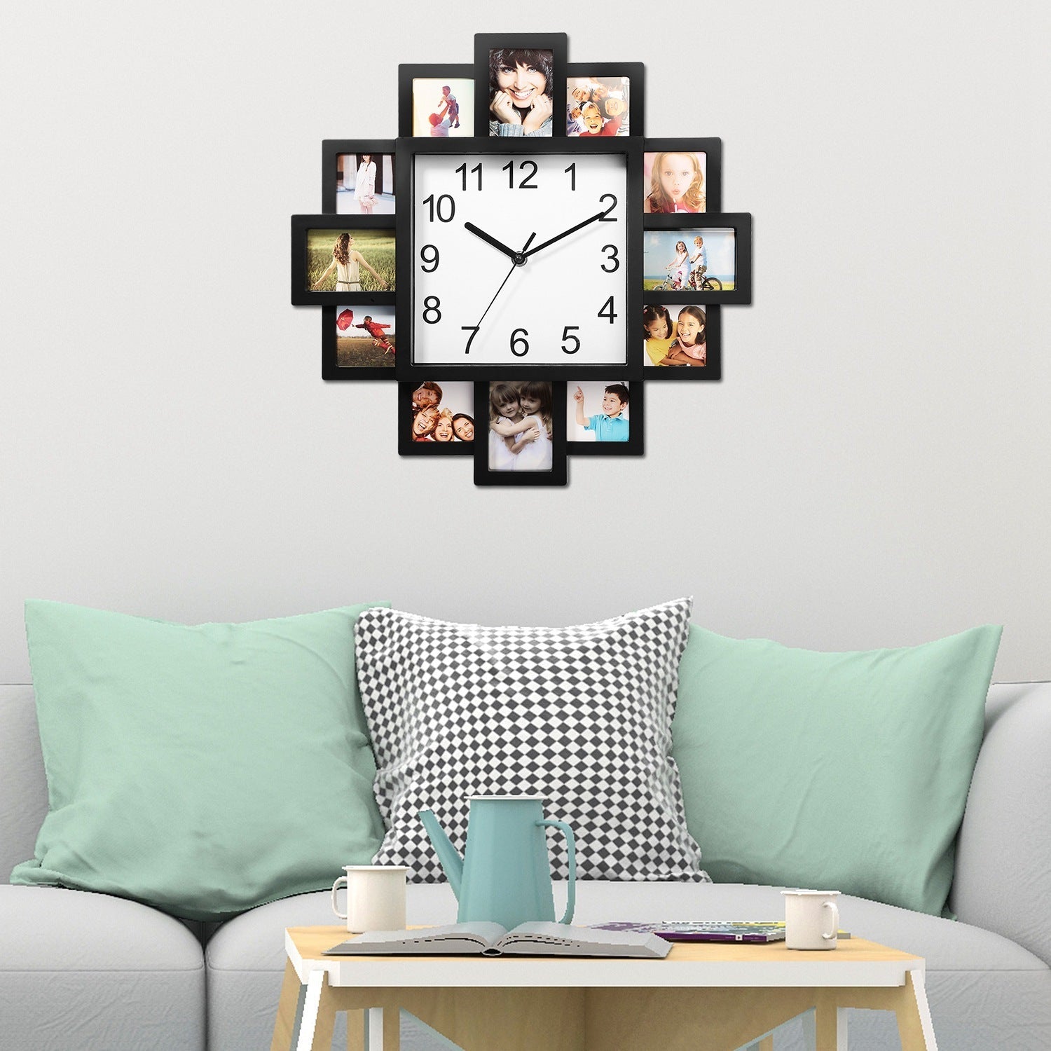 Horloge Cadre Photo 1Pc avec Collage de 12 Photos - Décoration Murale - Allomarc.com