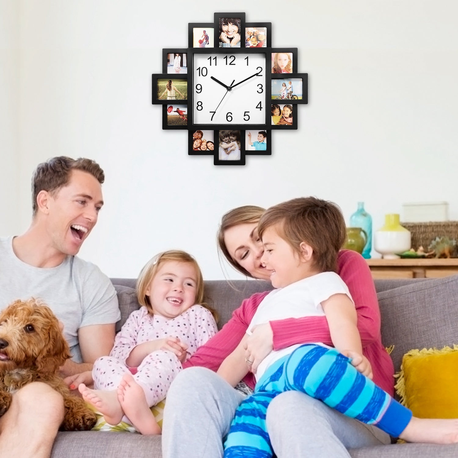 Horloge Cadre Photo 1Pc avec Collage de 12 Photos - Décoration Murale - Allomarc.com
