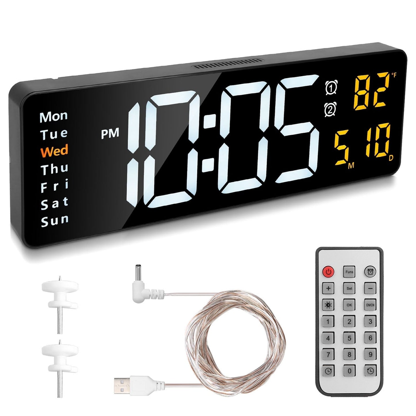 Horloge Murale Numérique LED 15.7in avec Télécommande - Allomarc.com