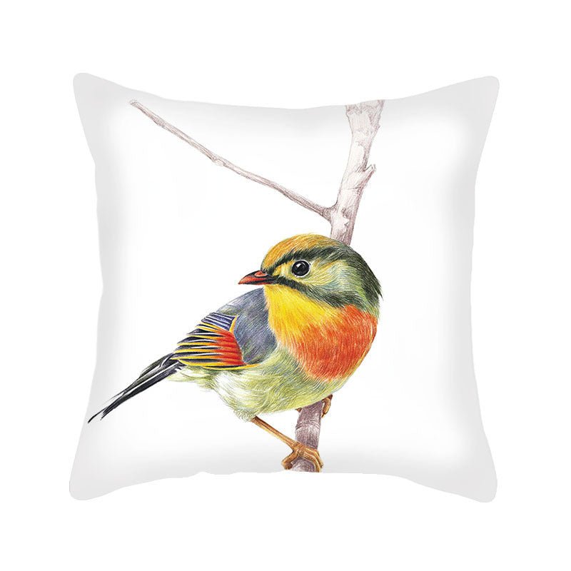 Housse de Coussin Imprimée en Flanelle Motif Oiseaux Nordiques - Allomarc.com