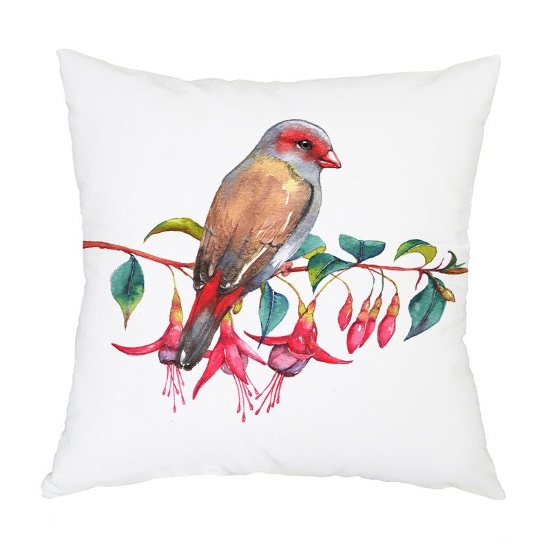 Housse de Coussin Imprimée en Flanelle Motif Oiseaux Nordiques - Allomarc.com