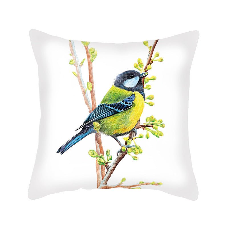 Housse de Coussin Imprimée en Flanelle Motif Oiseaux Nordiques - Allomarc.com