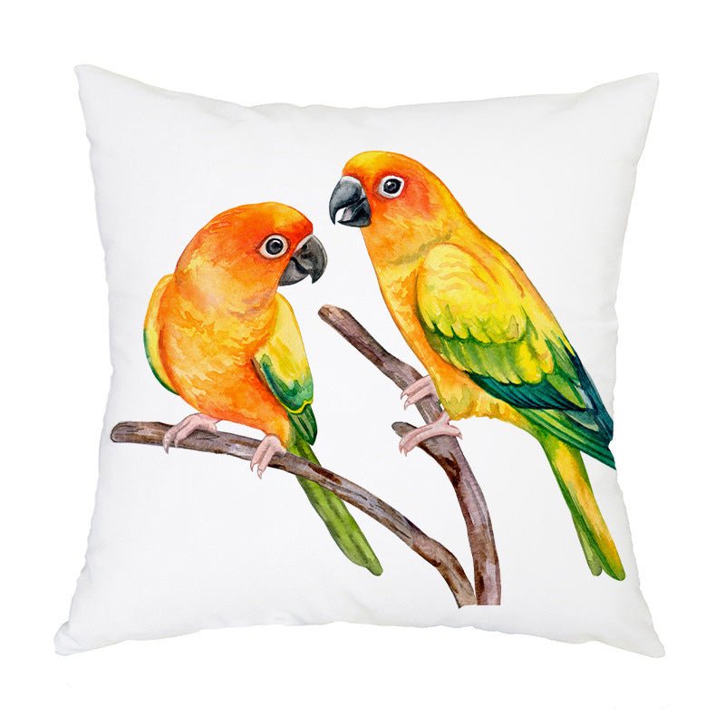 Housse de Coussin Imprimée en Flanelle Motif Oiseaux Nordiques - Allomarc.com