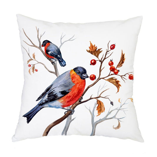 Housse de Coussin Imprimée en Flanelle Motif Oiseaux Nordiques - Allomarc.com