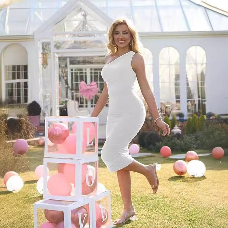 Jupe Élégante à Épaules Obliques en Soie de Lait - Haute Gamme d'Été - Allomarc.com