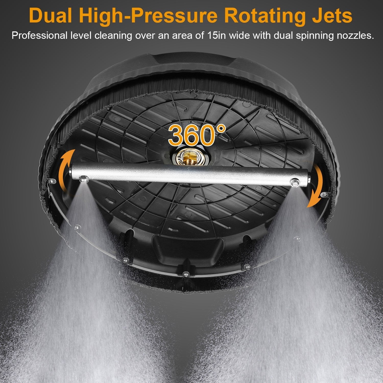 Kit de Nettoyage à Haute Pression de 15 pouces - Nettoyeur de Surface 4000PSI avec 2 Extensions et 2 Buses de Remplacement - Allomarc.com