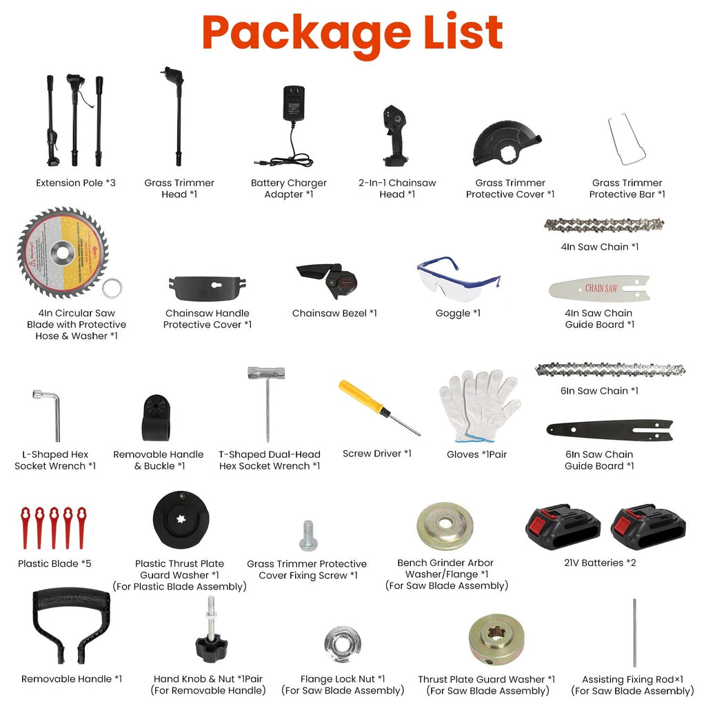 Kit de Scie Électrique sans Fil 3 - en - 1 avec Poteau Réglable et Accessoires - Allomarc.com