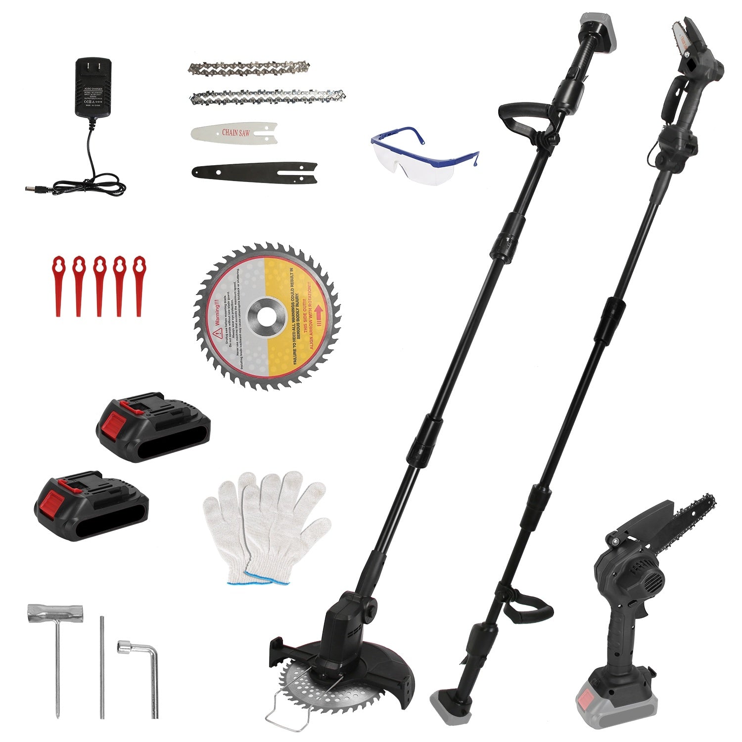 Kit de Scie Électrique sans Fil 3 - en - 1 avec Poteau Réglable et Accessoires - Allomarc.com