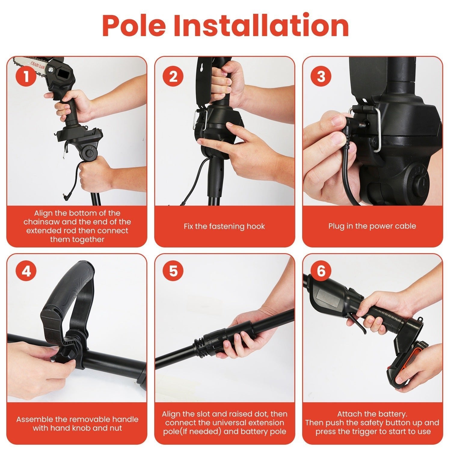Kit de Scie Électrique sans Fil 3 - en - 1 avec Poteau Réglable et Accessoires - Allomarc.com
