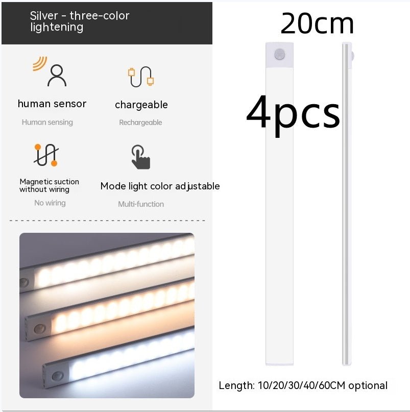 Lampe à Capteur Infrarouge Intelligent Sans Fil avec Magnetique – Lumière de Cabinet Rechargeable pour Couloir et Garde - Robe - Allomarc.com