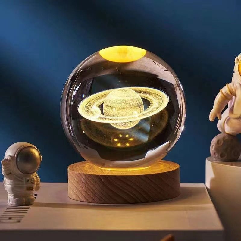 Lampe de Nuit Système Solaire Cristal 3D - Allomarc.com